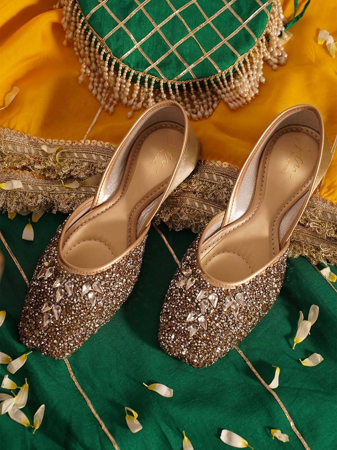 JM Looks Green Women's Ethnic Ballerinas JM Looks Green Women's Ethnic Ballerinas