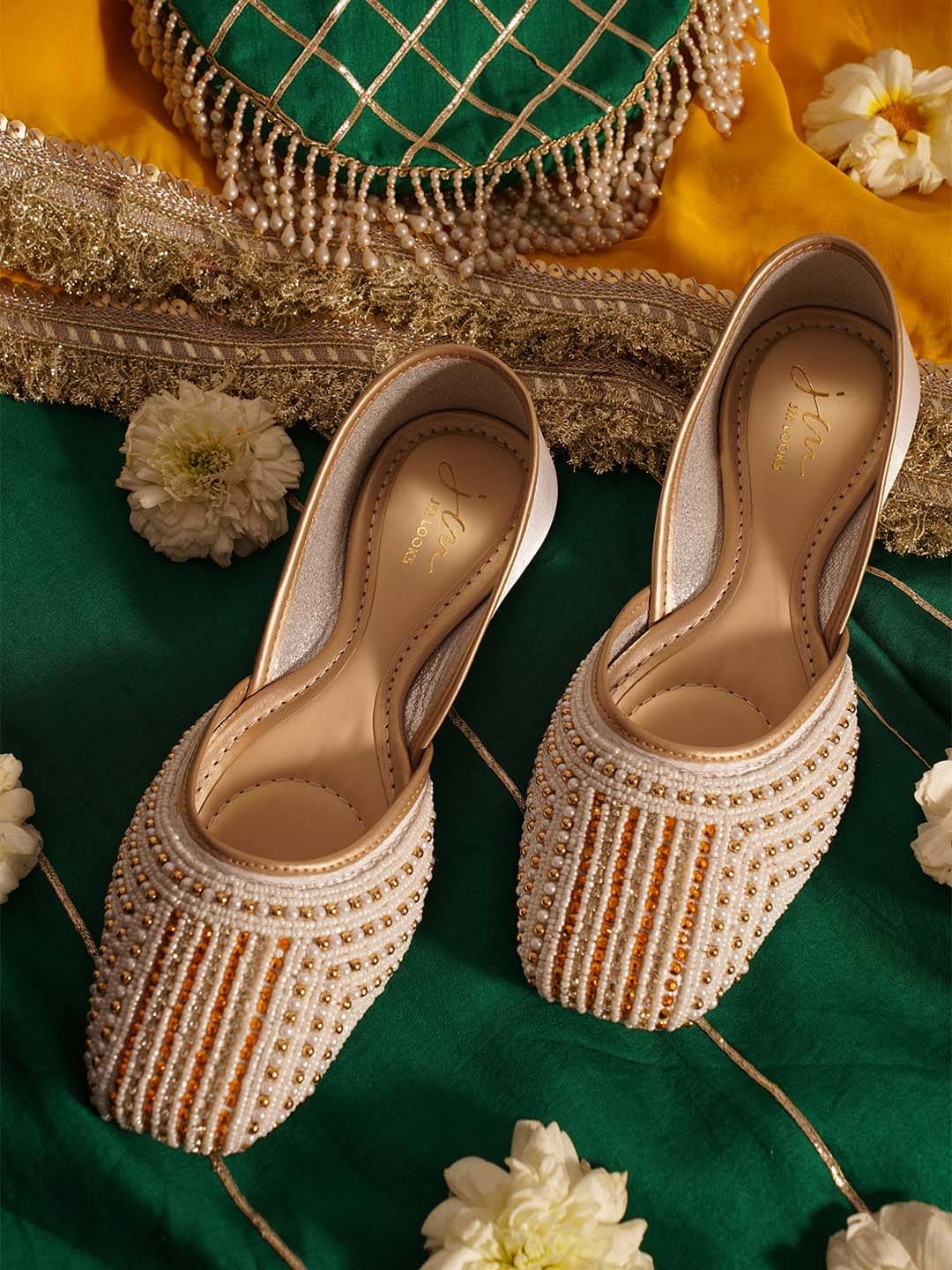 JM Looks White Women's Ethnic Ballerinas JM Looks White Women's Ethnic Ballerinas