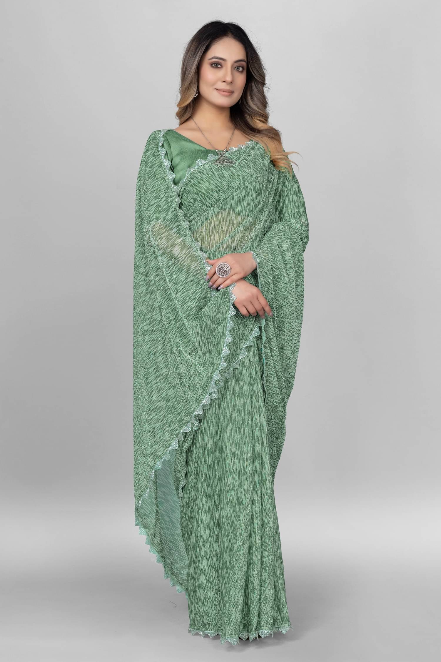 JULEE Lycra Self Design Saree With Unstitched Blouse Piece ( Green ) JULEE Lycra Self Design Saree With Unstitched Blouse Piece ( Green )