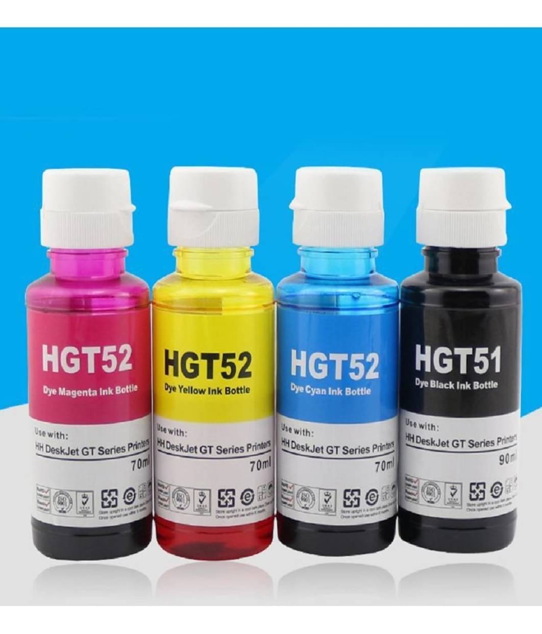     			KALAR GT51/52 410 Multicolor Ink ( 70 ml ) Pack of 4 For Refill Ink For GT51 GT52 Ink for 310, 315, 319, 410, 415, 419, GT5810, GT5820, GT5821