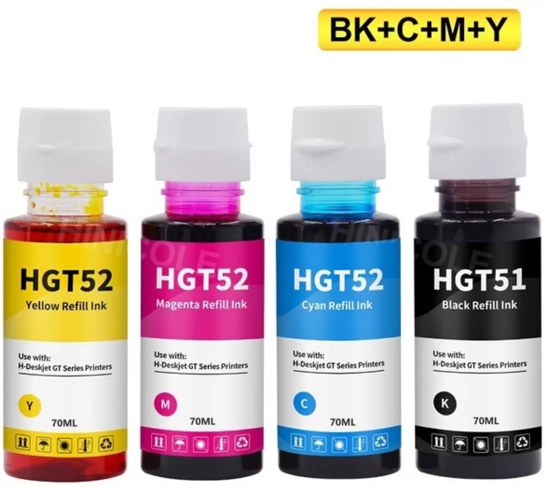    			KALAR H_P For GT51/52 Multicolor Ink ( 90 ml ) Pack of 4 For Refill Ink Compatible For GT51/52 Used with DeskJet GT 5810/GT 5811/GT 5820, GT 5821 Printer