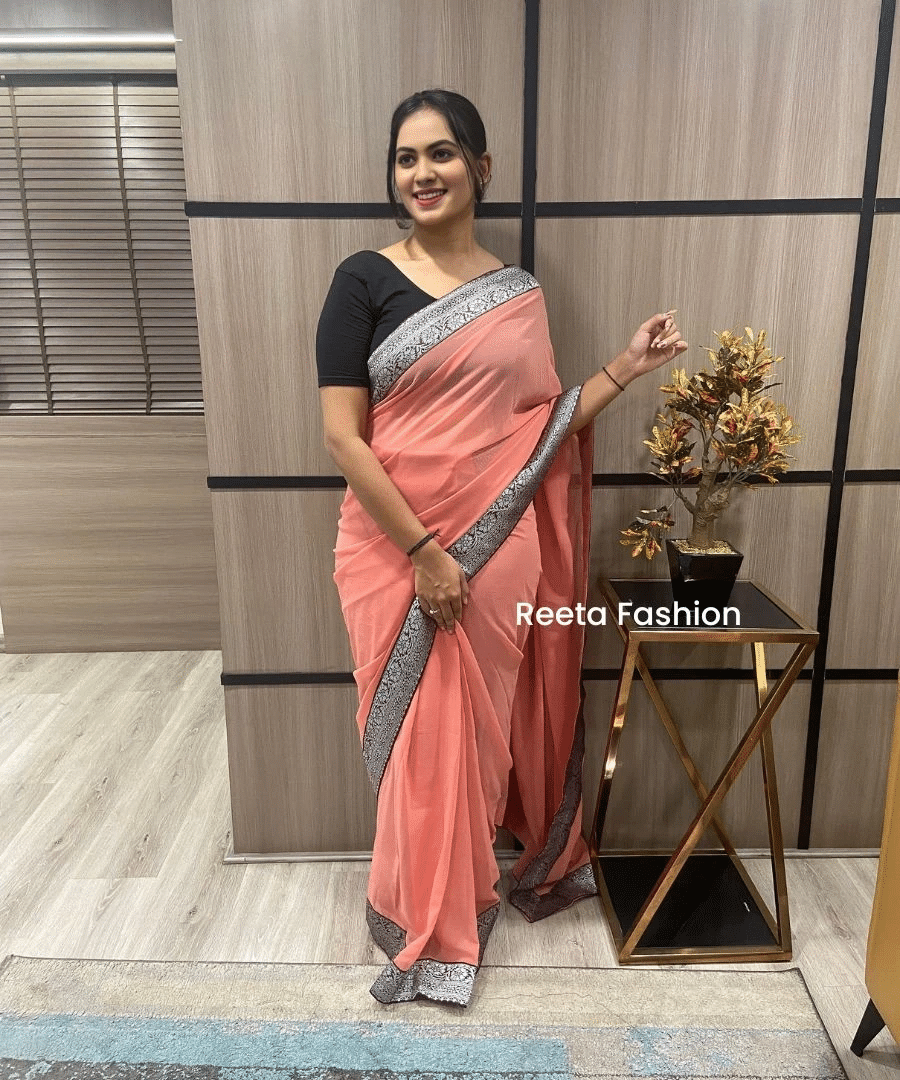 KV Fashion Banarasi Silk Solid Saree With Unstitched Blouse Piece ( Peach ) KV Fashion Banarasi Silk Solid Saree With Unstitched Blouse Piece ( Peach )