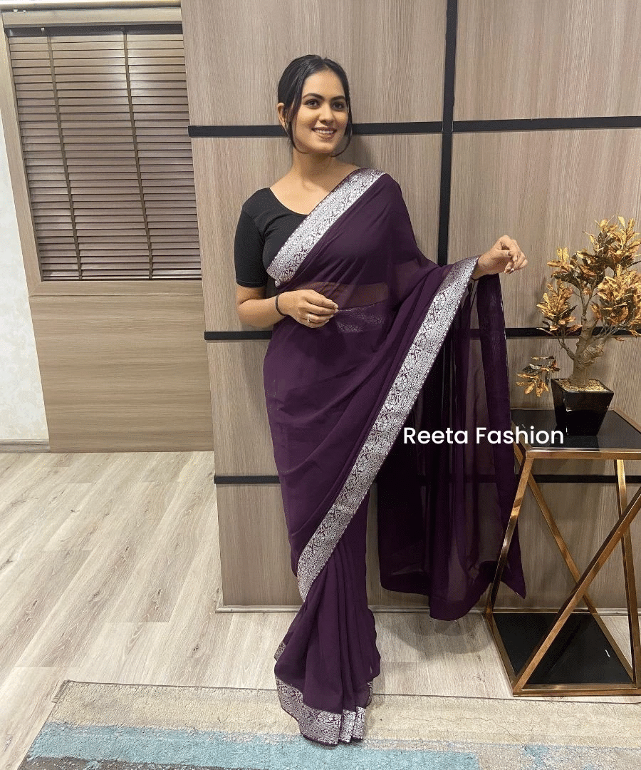     			KV Fashion Banarasi Silk Solid Saree With Unstitched Blouse Piece ( Wine )