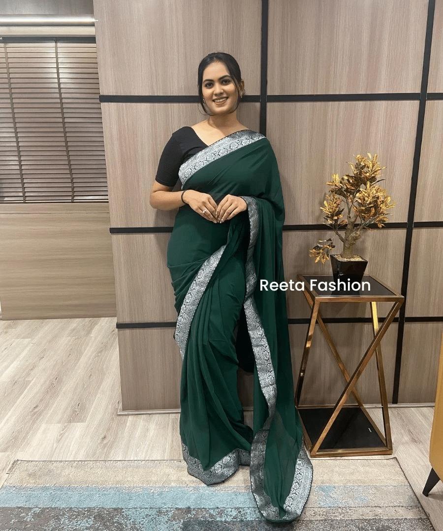     			KV Fashion Banarasi Silk Solid Saree With Unstitched Blouse Piece ( Green )