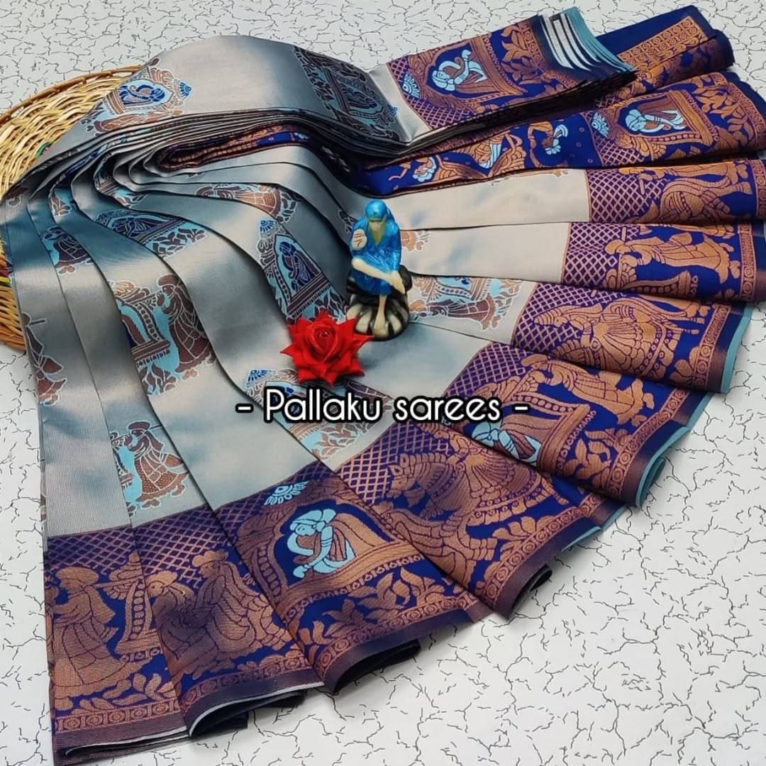 KV Fashion Silk Blend Solid Saree With Unstitched Blouse Piece ( SkyBlue ) KV Fashion Silk Blend Solid Saree With Unstitched Blouse Piece ( SkyBlue )