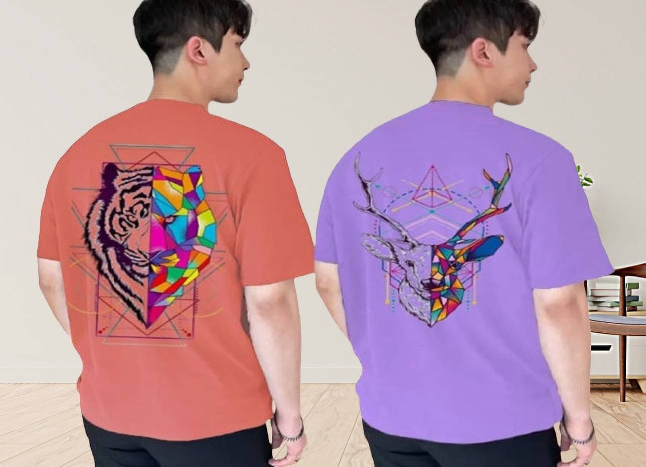 Kintu Parantu Polyester Regular Fit Printed Half Sleeves Men's Round T-Shirt - Multicolor2 ( Pack of 2 ) Kintu Parantu Polyester Regular Fit Printed Half Sleeves Men's Round T-Shirt - Multicolor2 ( Pack of 2 )