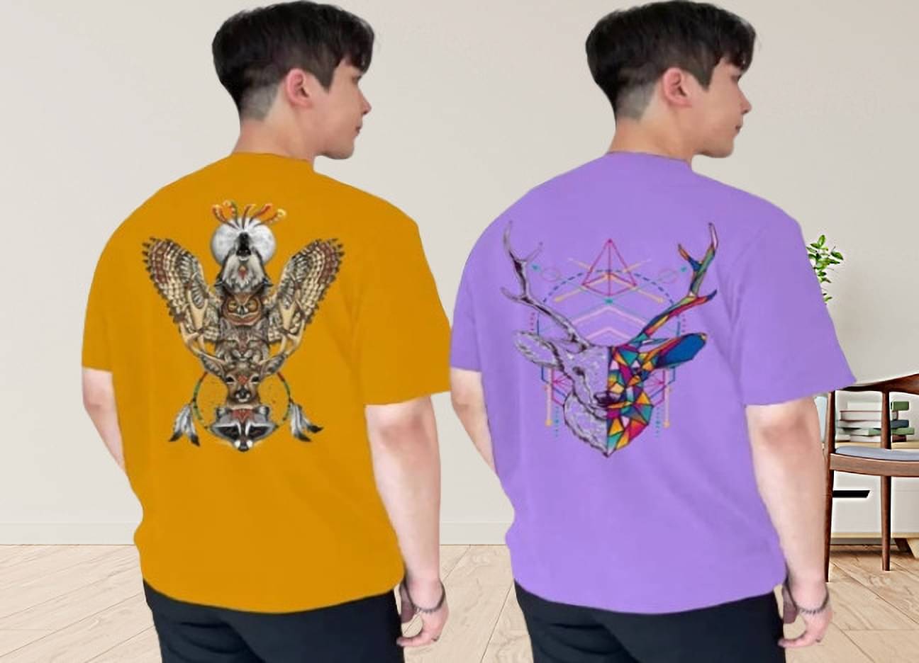     			Kintu Parantu Polyester Regular Fit Printed Half Sleeves Men's Round T-Shirt - Multicolor10 ( Pack of 2 )