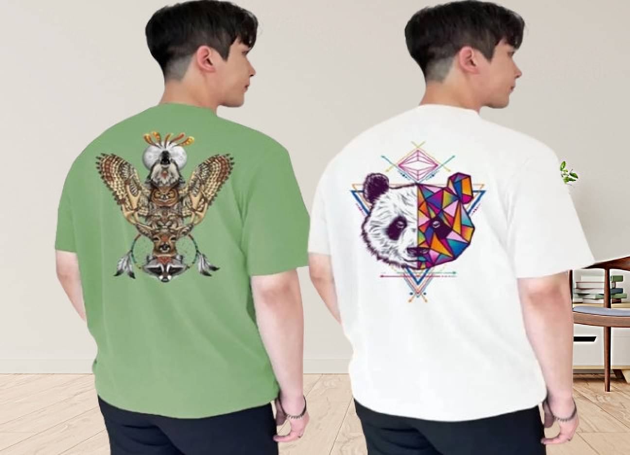     			Kintu Parantu Polyester Regular Fit Printed Half Sleeves Men's Round T-Shirt - Multicolor3 ( Pack of 2 )