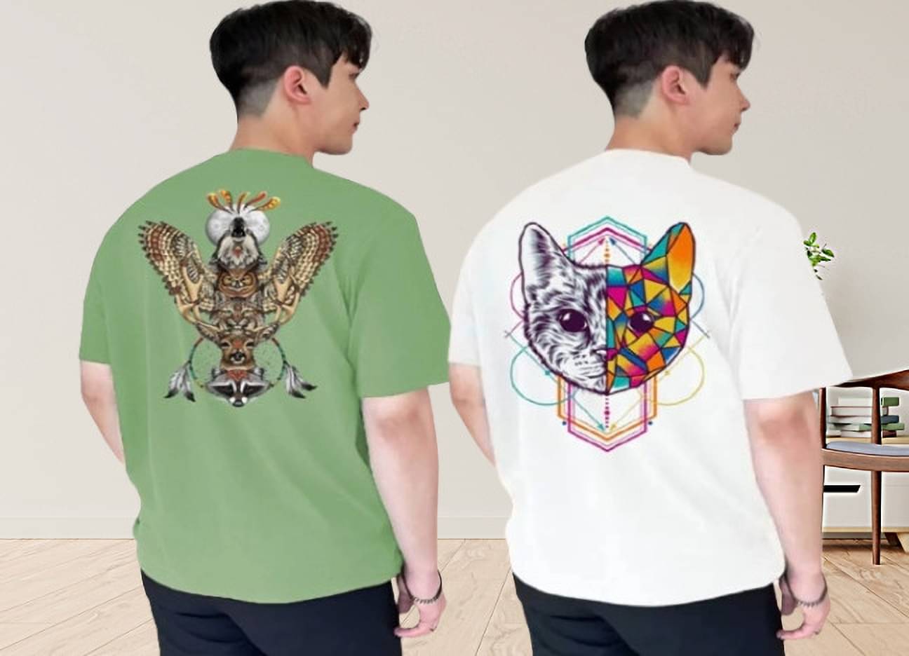     			Kintu Parantu Polyester Regular Fit Printed Half Sleeves Men's Round T-Shirt - Multicolor7 ( Pack of 2 )