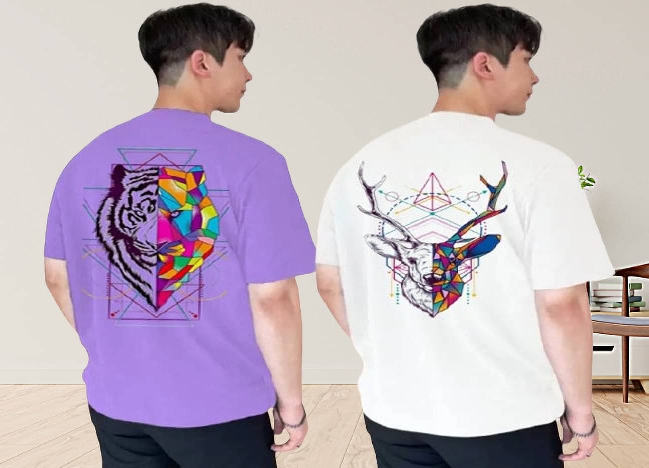     			Kintu Parantu Polyester Regular Fit Printed Half Sleeves Men's Round T-Shirt - Multicolor8 ( Pack of 2 )