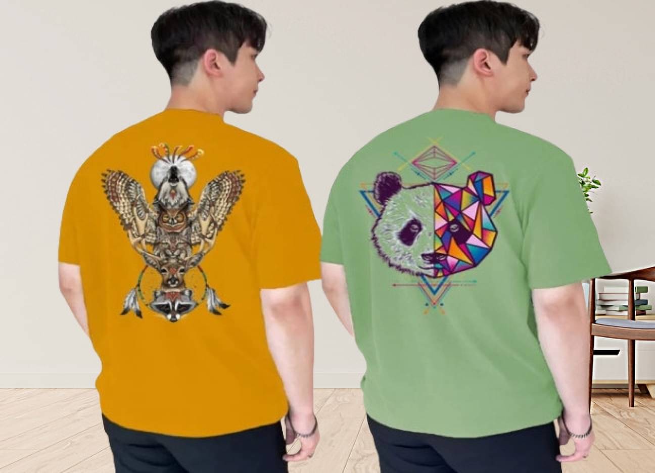 Kintu Parantu Polyester Regular Fit Printed Half Sleeves Men's Round T-Shirt - Multicolor2 ( Pack of 2 ) Kintu Parantu Polyester Regular Fit Printed Half Sleeves Men's Round T-Shirt - Multicolor2 ( Pack of 2 )