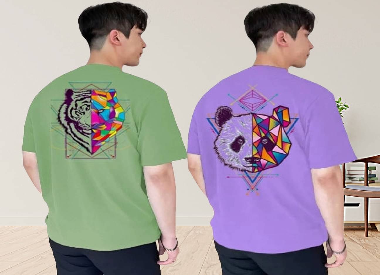     			Kintu Parantu Polyester Regular Fit Printed Half Sleeves Men's Round T-Shirt - Multicolor5 ( Pack of 2 )