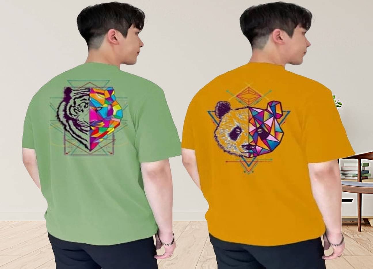     			Kintu Parantu Polyester Regular Fit Printed Half Sleeves Men's Round T-Shirt - Multicolor6 ( Pack of 2 )