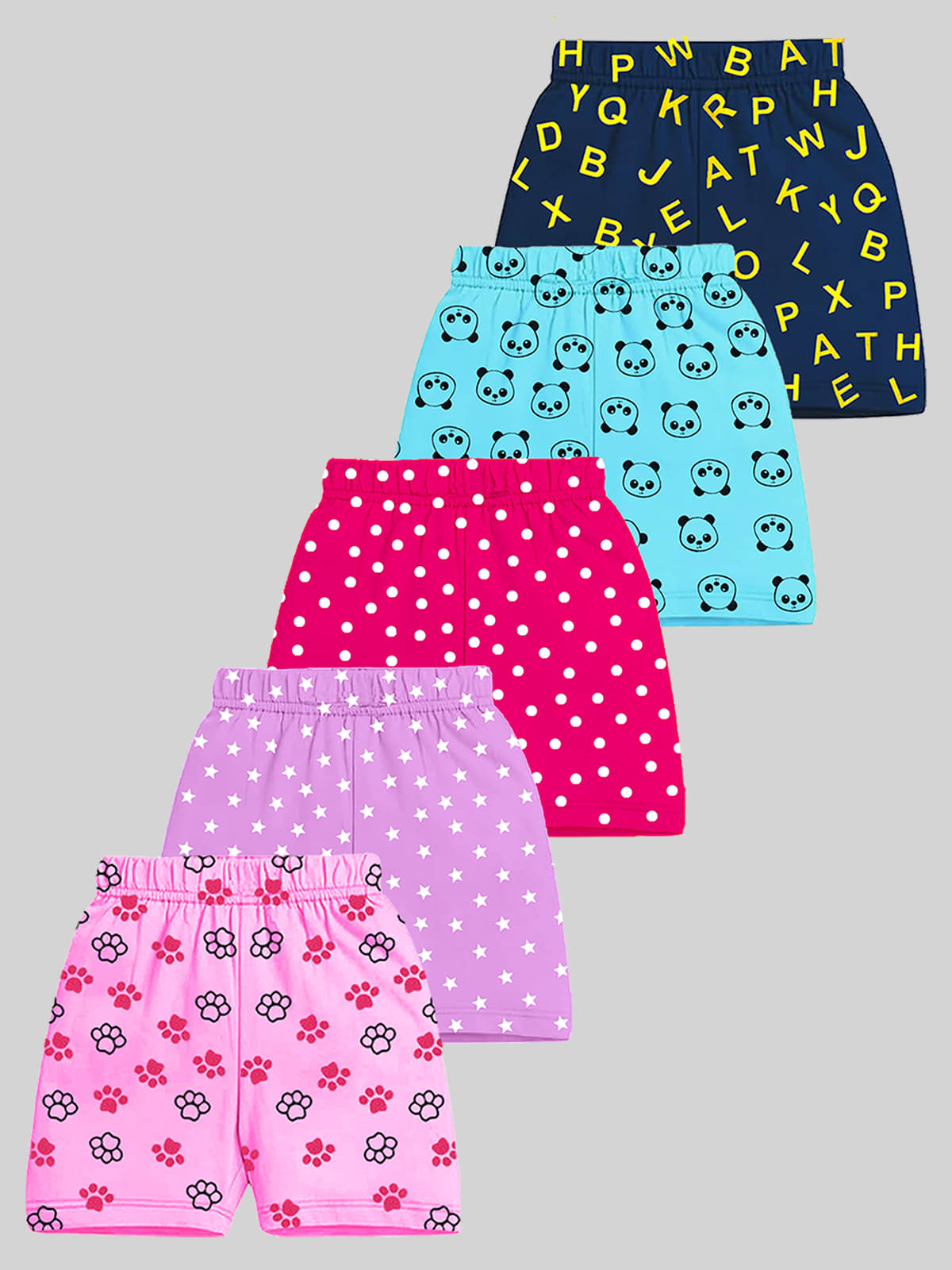     			Kuchipoo Pack of 5 Girls Cotton Blend Shorts ( Multicolor 3 )
