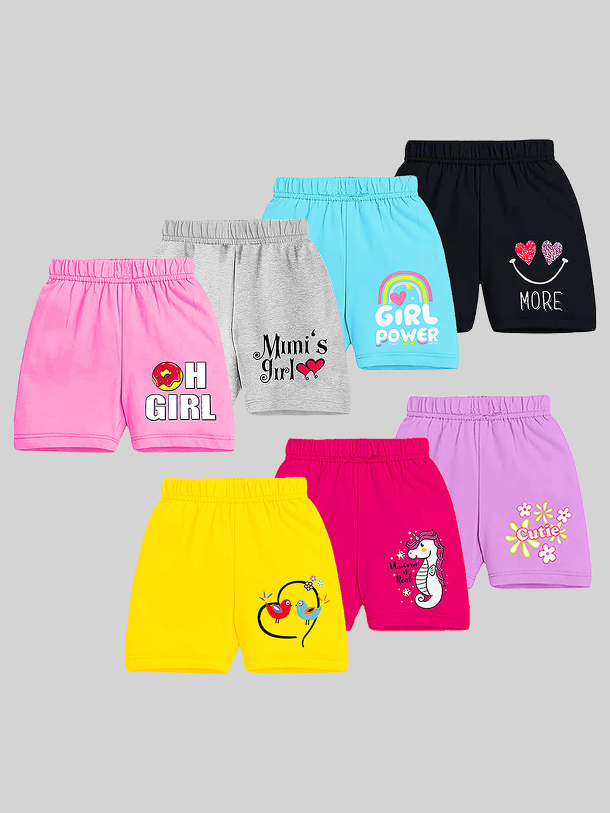     			Kuchipoo Pack of 7 Girls Cotton Blend Shorts ( Multicolor 3 )