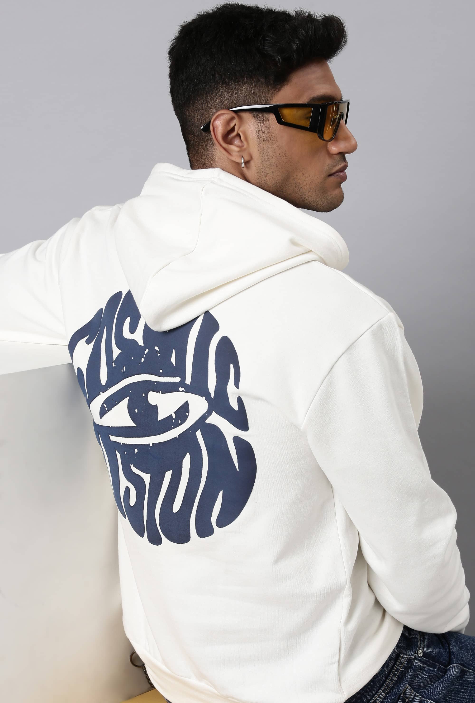 LEWEL Cotton Blend Hooded Men's Sweatshirt - White ( Pack of 1 )