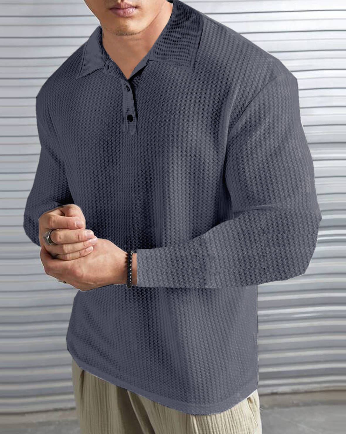LEWEL Pack of 1 Polyester Regular Fit Self Design Full Sleeves Men's Polo T Shirt ( Blue ) LEWEL Pack of 1 Polyester Regular Fit Self Design Full Sleeves Men's Polo T Shirt ( Blue )