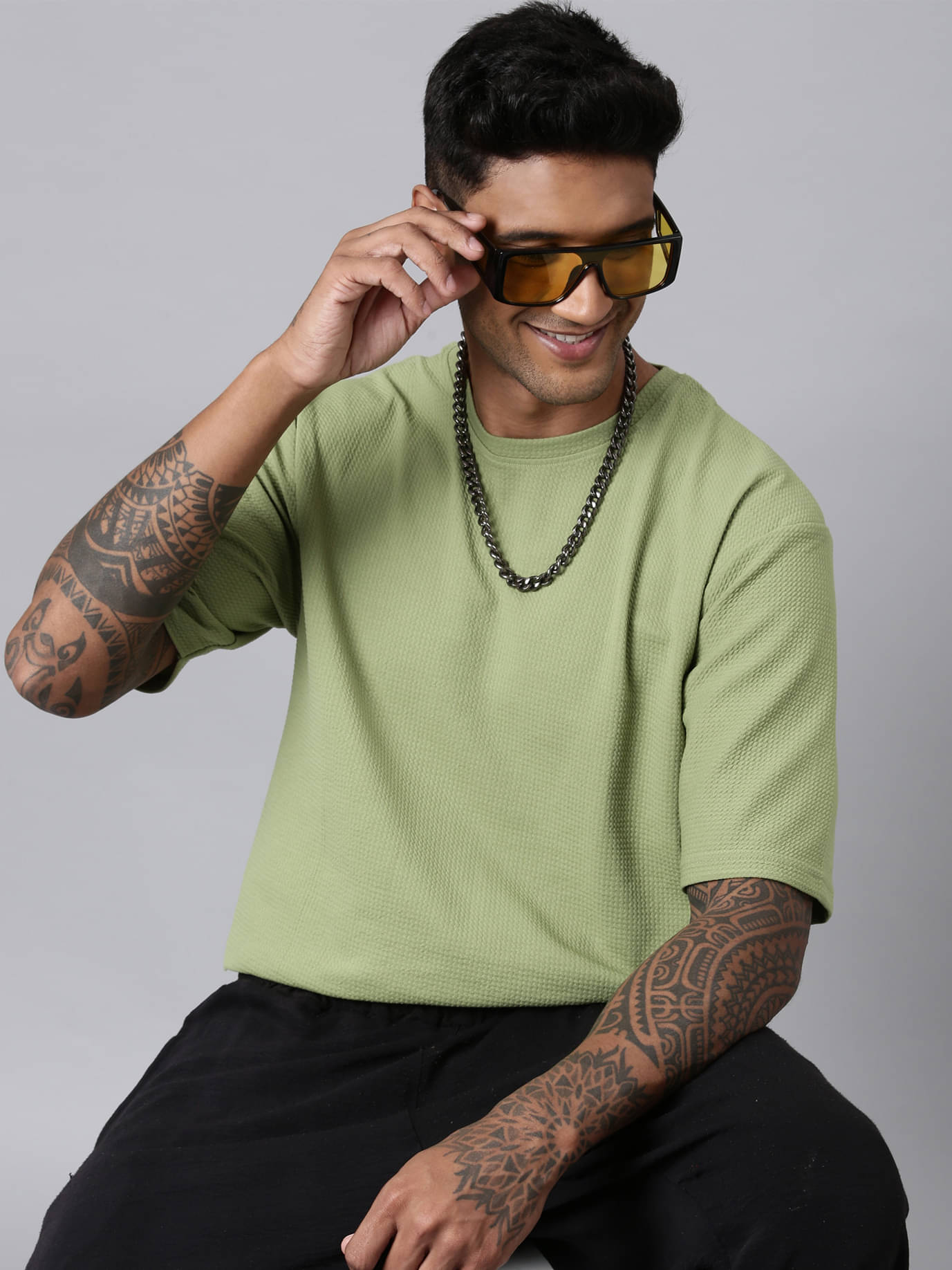 LEWEL Polyester Oversized Fit Solid 3/4th Sleeves Men's Round T-Shirt - Light Green ( Pack of 1 ) LEWEL Polyester Oversized Fit Solid 3/4th Sleeves Men's Round T-Shirt - Light Green ( Pack of 1 )