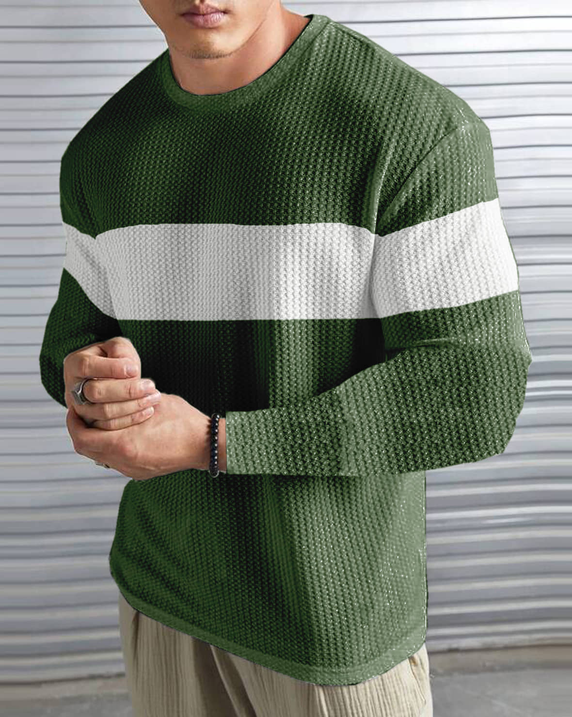 LEWEL Polyester Regular Fit Colorblock Full Sleeves Men's Round T-Shirt - Multicolor ( Pack of 1 )