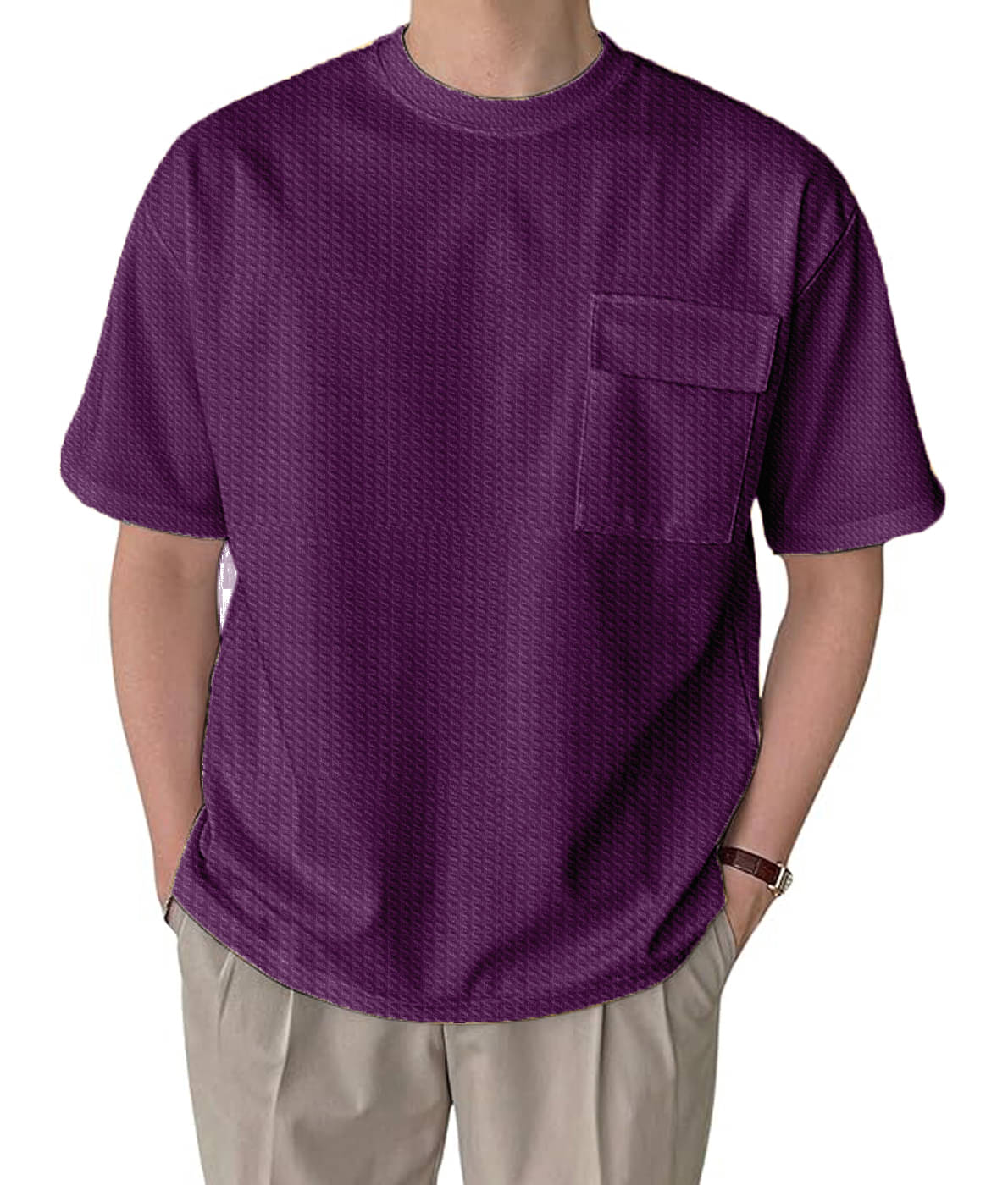 LEWEL Polyester Regular Fit Self Design Half Sleeves Men's Round T-Shirt - Purple ( Pack of 1 ) LEWEL Polyester Regular Fit Self Design Half Sleeves Men's Round T-Shirt - Purple ( Pack of 1 )