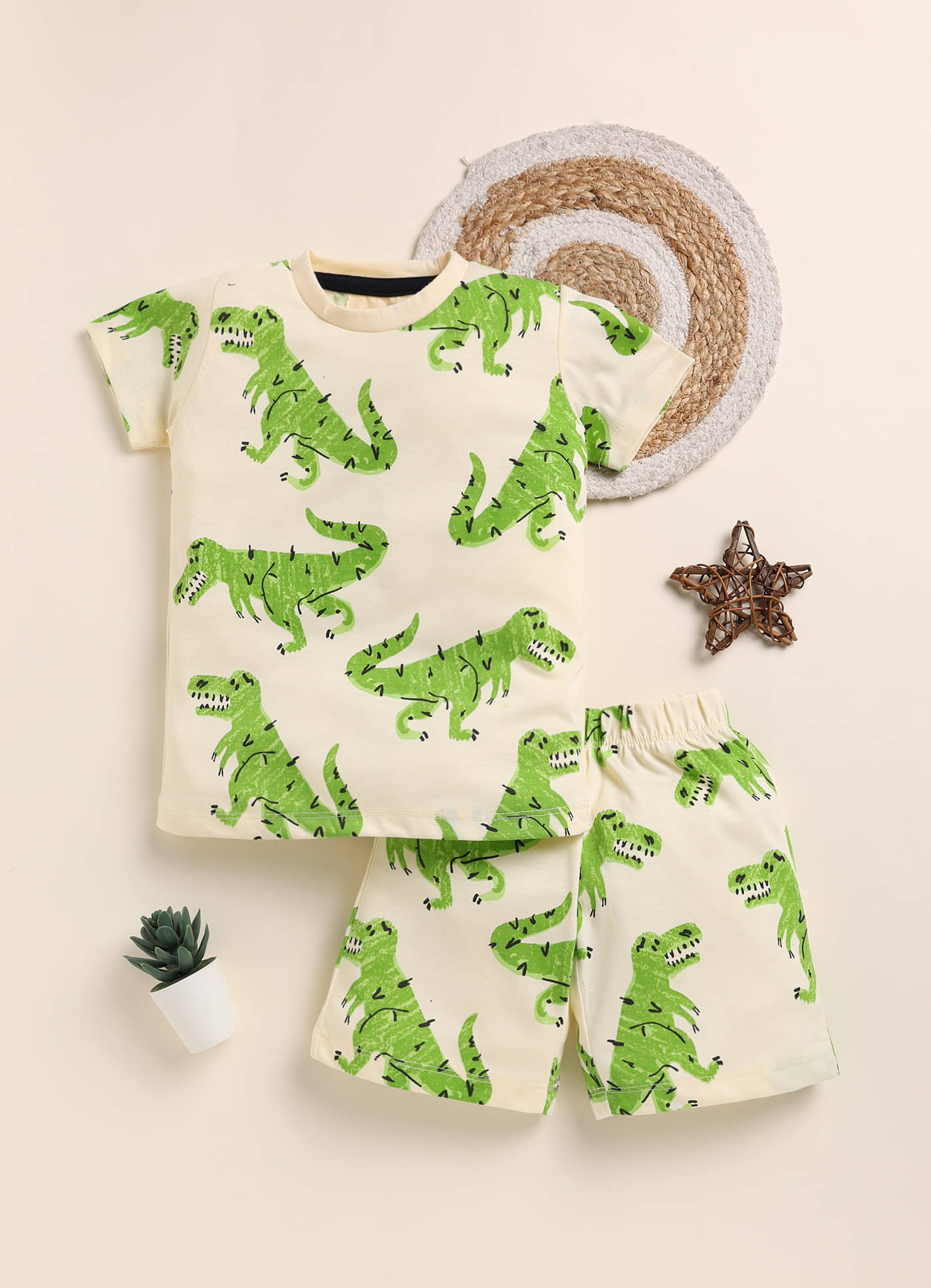 Lazy Shark Pack of 1 Boys Cotton Blend Tshirt & Short Set ( Cream )     			Lazy Shark Pack of 1 Boys Cotton Blend Tshirt & Short Set ( Cream )