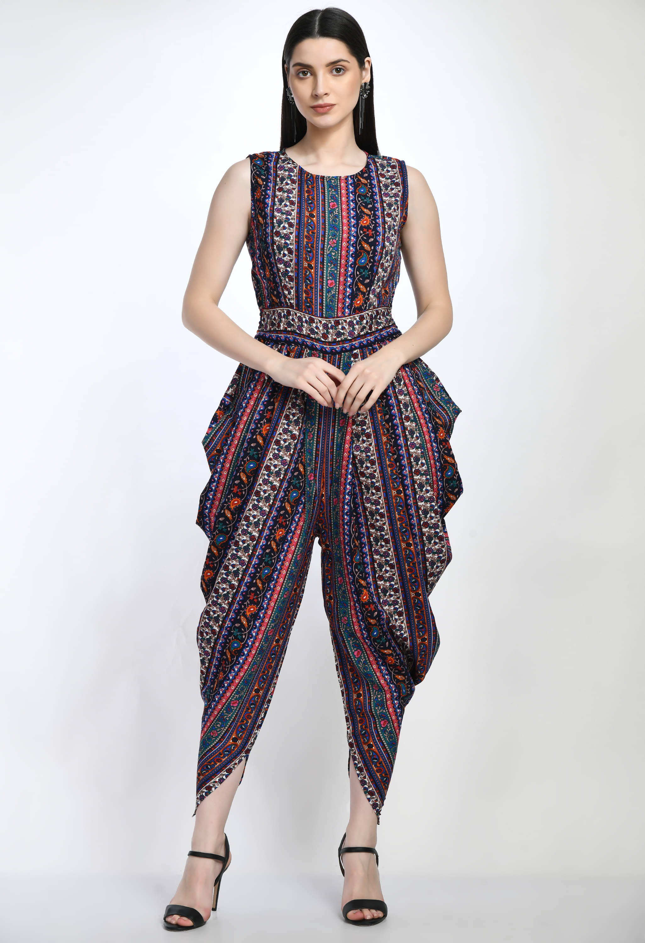     			Lihana Blue Crepe Regular Fit Women's Jumpsuit ( Pack of 1 )