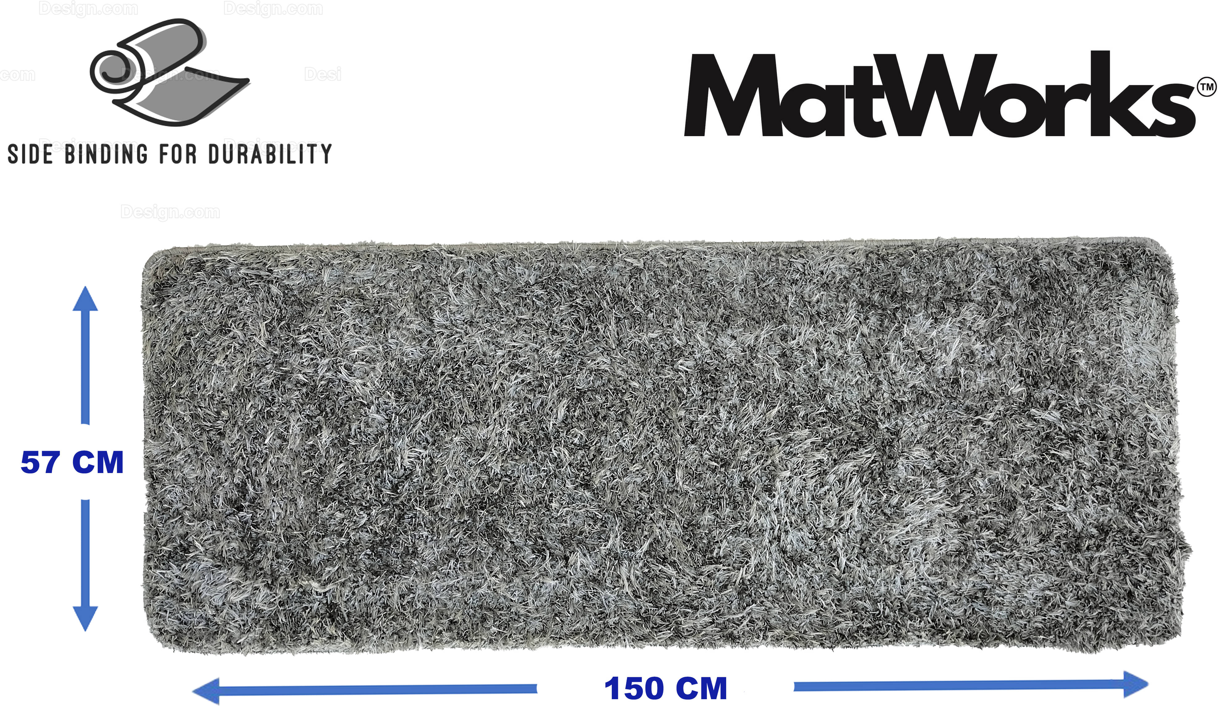 MatWorks Set of 1 Anti-skid Polyester Door Mat ( 150 X 57 cm ) Silver MatWorks Set of 1 Anti-skid Polyester Door Mat ( 150 X 57 cm ) Silver