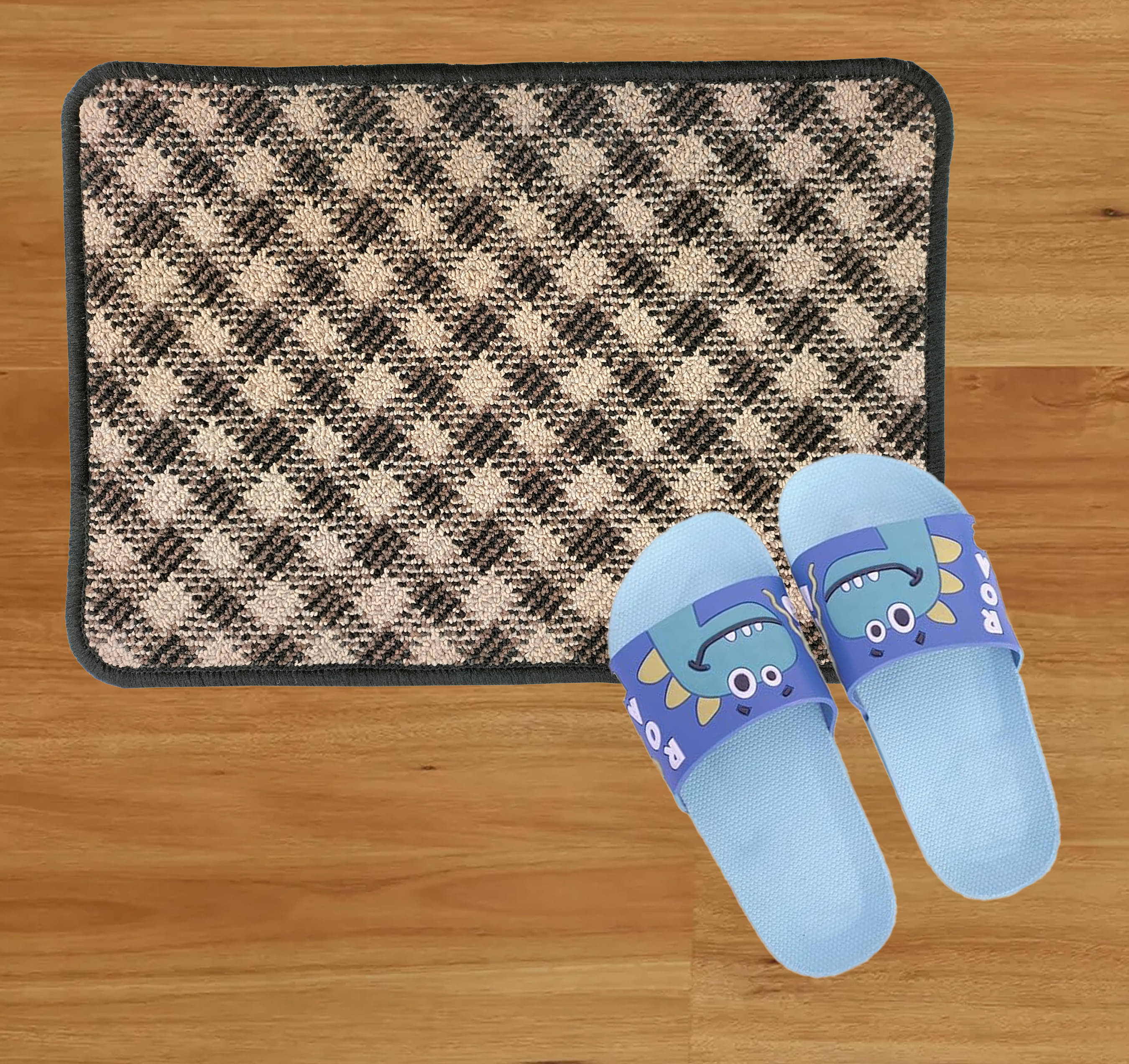     			MatWorks Set of 2 Anti-skid Polyester Door Mat ( 50 X 35 cm ) Black