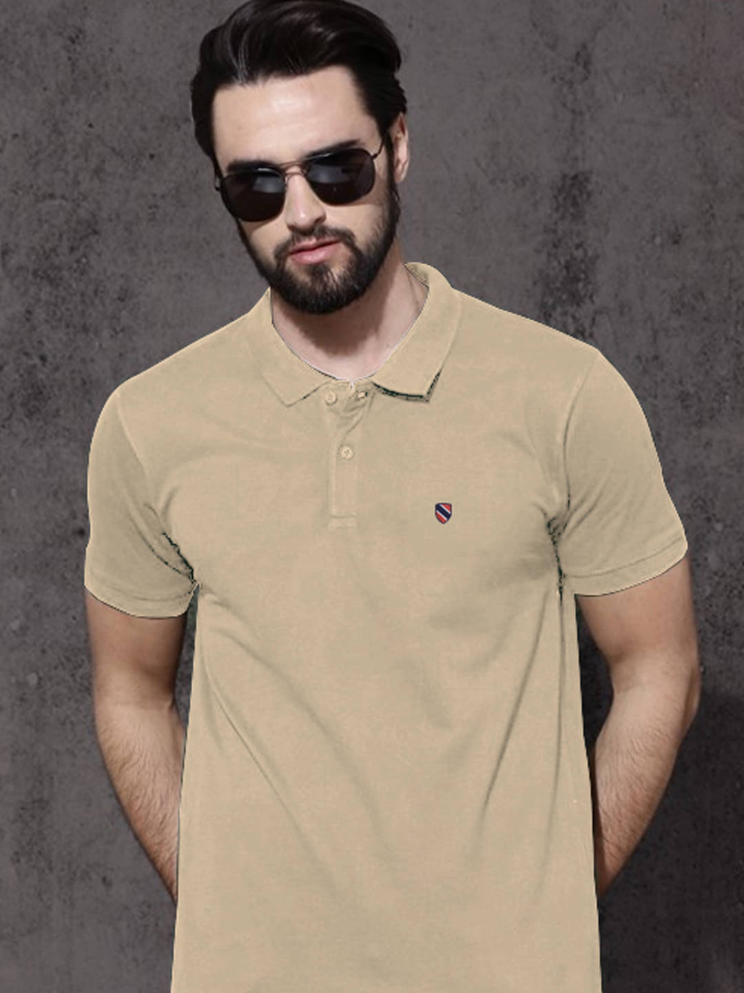     			Merriment Pack of 1 Cotton Blend Regular Fit Solid Half Sleeves Men's Polo T Shirt ( Beige )