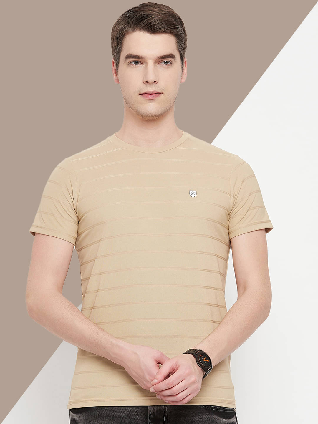 OGEN Cotton Blend Regular Fit Solid Half Sleeves Men's Round T-Shirt - Beige ( Pack of 1 ) OGEN Cotton Blend Regular Fit Solid Half Sleeves Men's Round T-Shirt - Beige ( Pack of 1 )