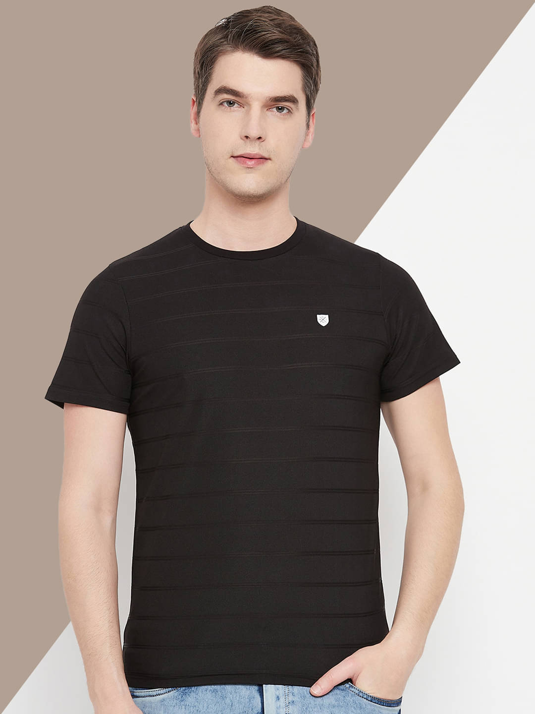     			OGEN Cotton Blend Regular Fit Solid Half Sleeves Men's Round T-Shirt - Black ( Pack of 1 )