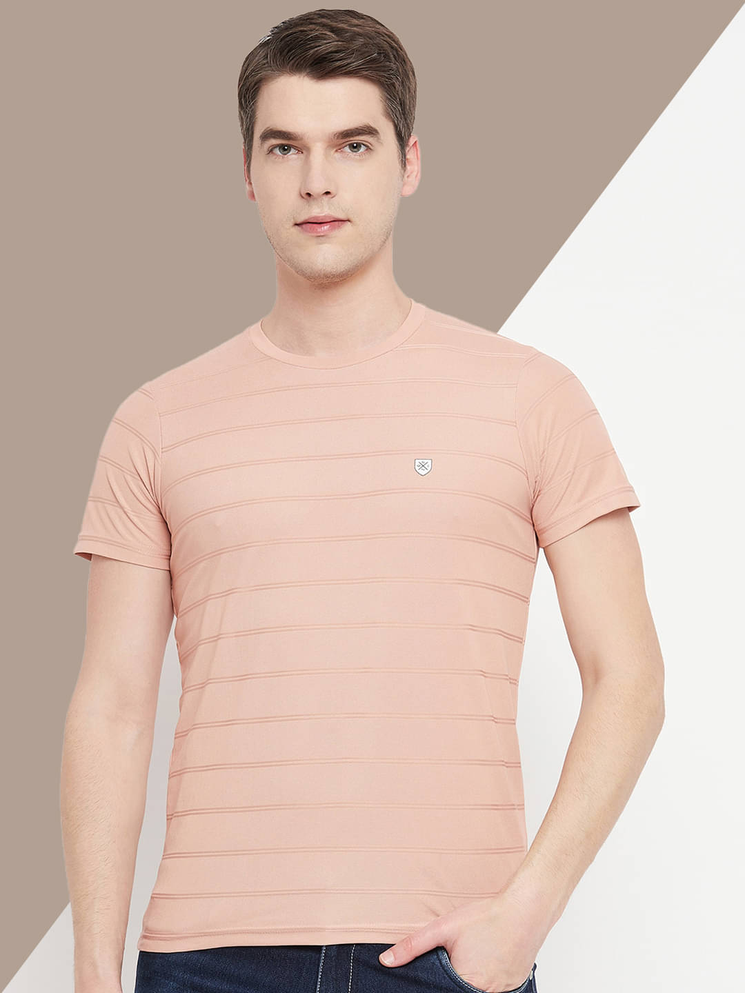 OGEN Cotton Blend Regular Fit Solid Half Sleeves Men's Round T-Shirt - Peach ( Pack of 1 ) OGEN Cotton Blend Regular Fit Solid Half Sleeves Men's Round T-Shirt - Peach ( Pack of 1 )