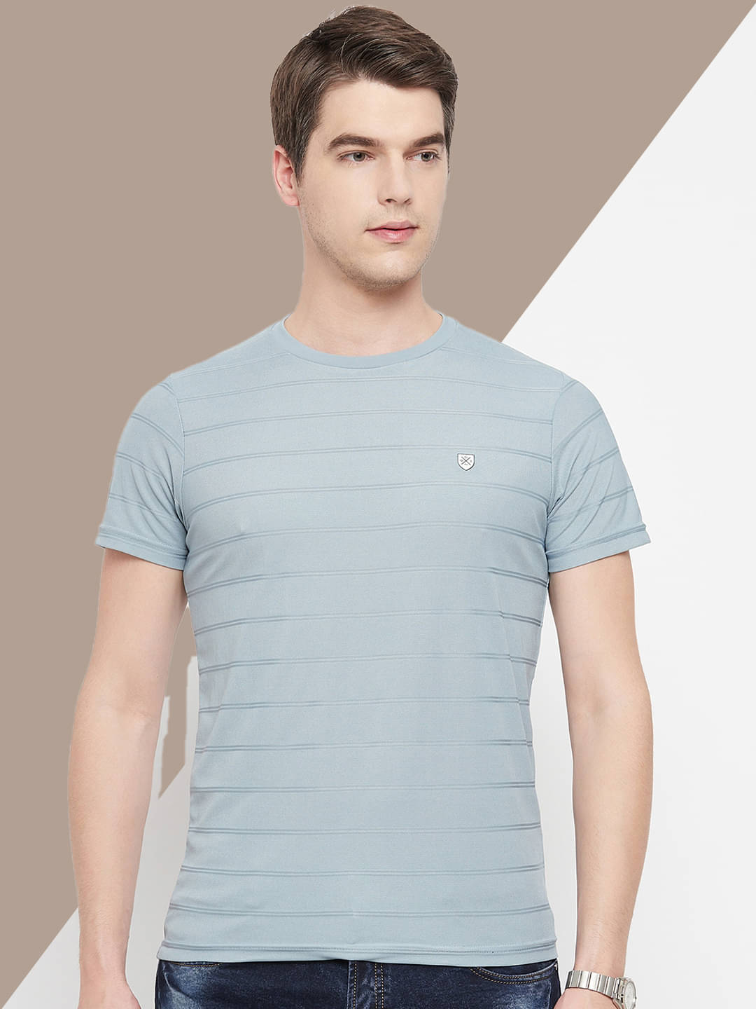     			OGEN Cotton Blend Regular Fit Solid Half Sleeves Men's Round T-Shirt - Blue ( Pack of 1 )