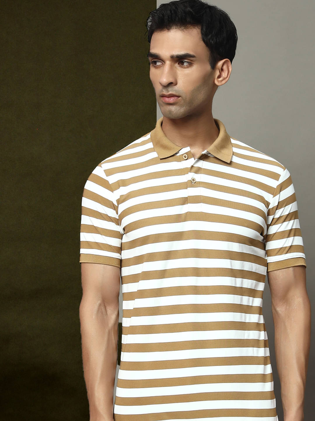 OGEN Pack of 1 Cotton Blend Regular Fit Striped Half Sleeves Men's Polo T Shirt ( Mustard ) OGEN Pack of 1 Cotton Blend Regular Fit Striped Half Sleeves Men's Polo T Shirt ( Mustard )