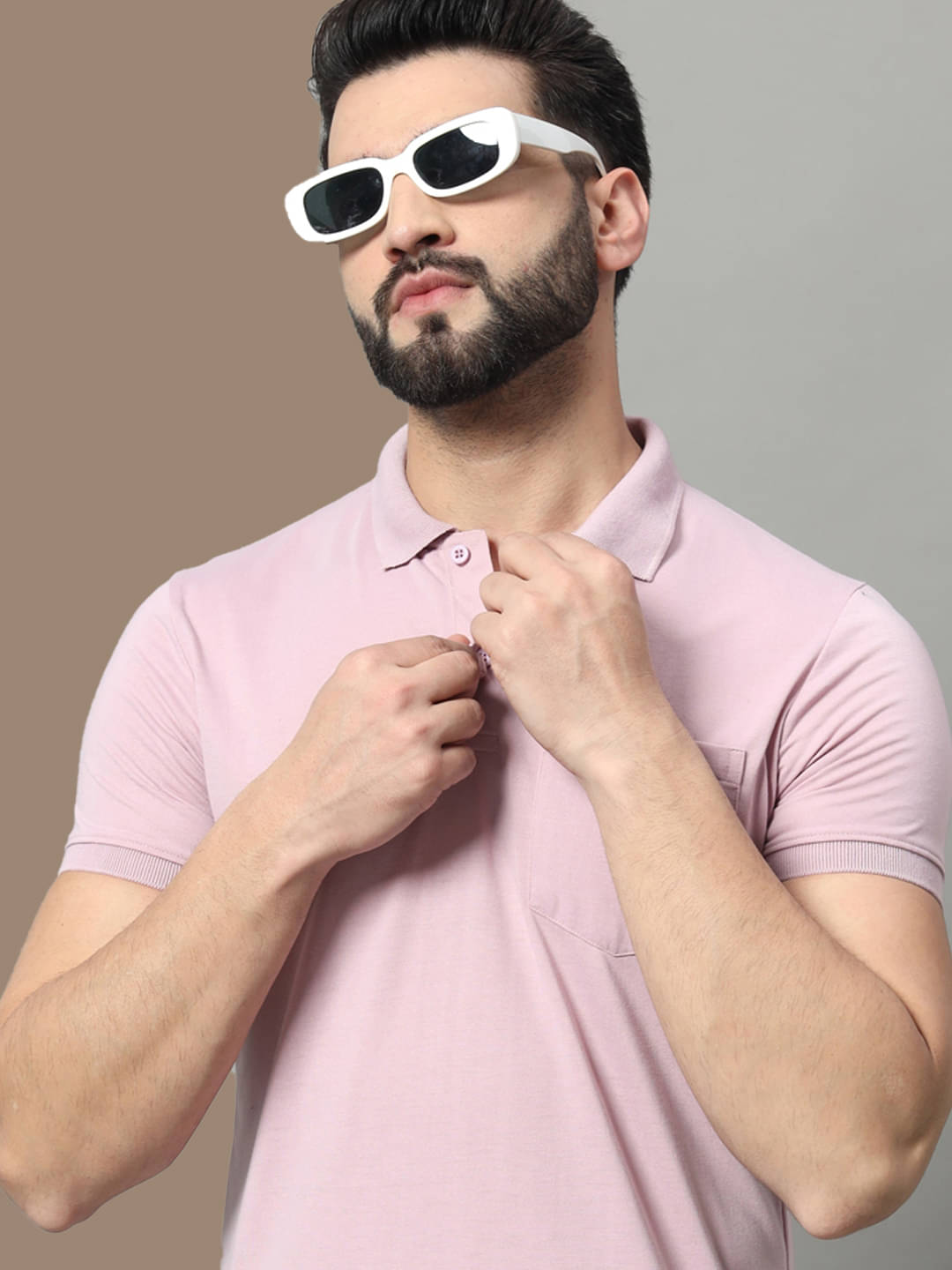     			OGEN Pack of 1 Cotton Blend Regular Fit Solid Half Sleeves Men's Polo T Shirt ( Peach )