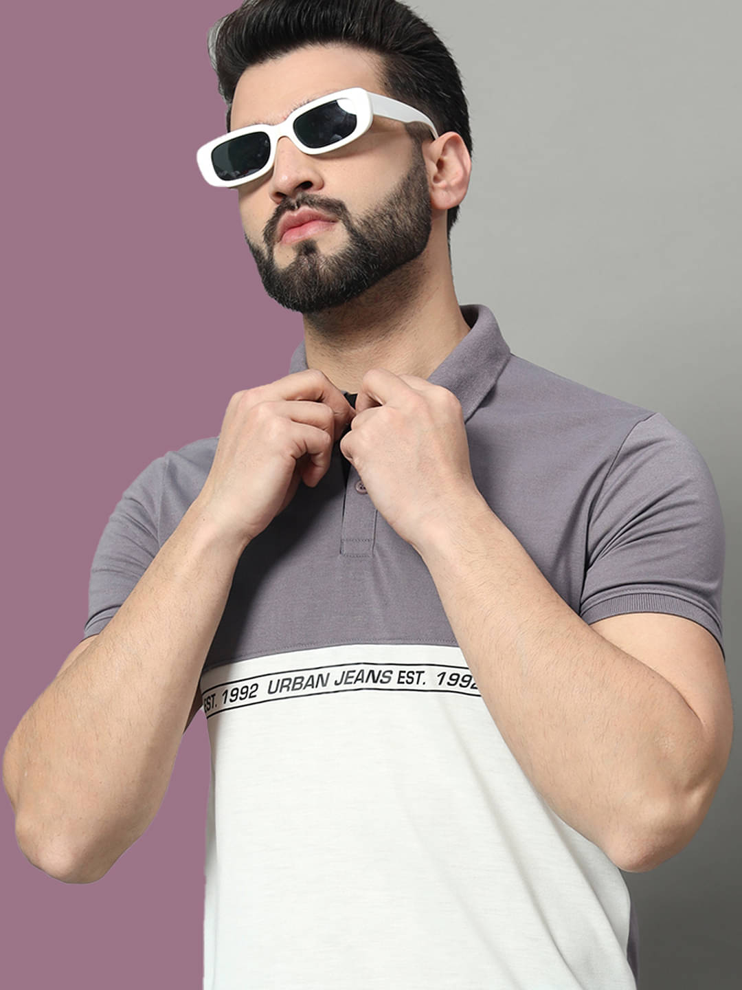 OGEN Pack of 1 Cotton Blend Regular Fit Colorblock Half Sleeves Men's Polo T Shirt ( Lavender ) OGEN Pack of 1 Cotton Blend Regular Fit Colorblock Half Sleeves Men's Polo T Shirt ( Lavender )