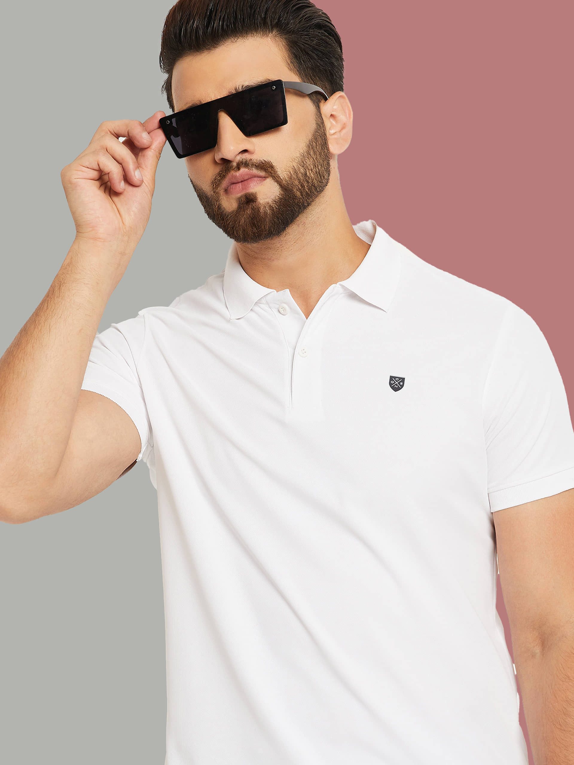 OGEN Pack of 1 Cotton Blend Regular Fit Solid Half Sleeves Men's Polo T Shirt ( White )