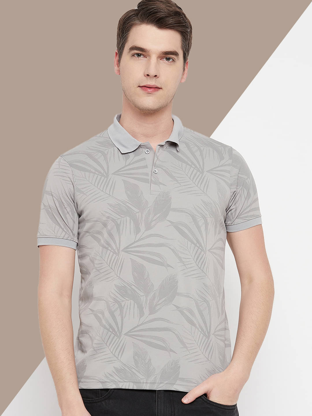 OGEN Pack of 1 Cotton Blend Regular Fit Printed Half Sleeves Men's Polo T Shirt ( Grey ) OGEN Pack of 1 Cotton Blend Regular Fit Printed Half Sleeves Men's Polo T Shirt ( Grey )