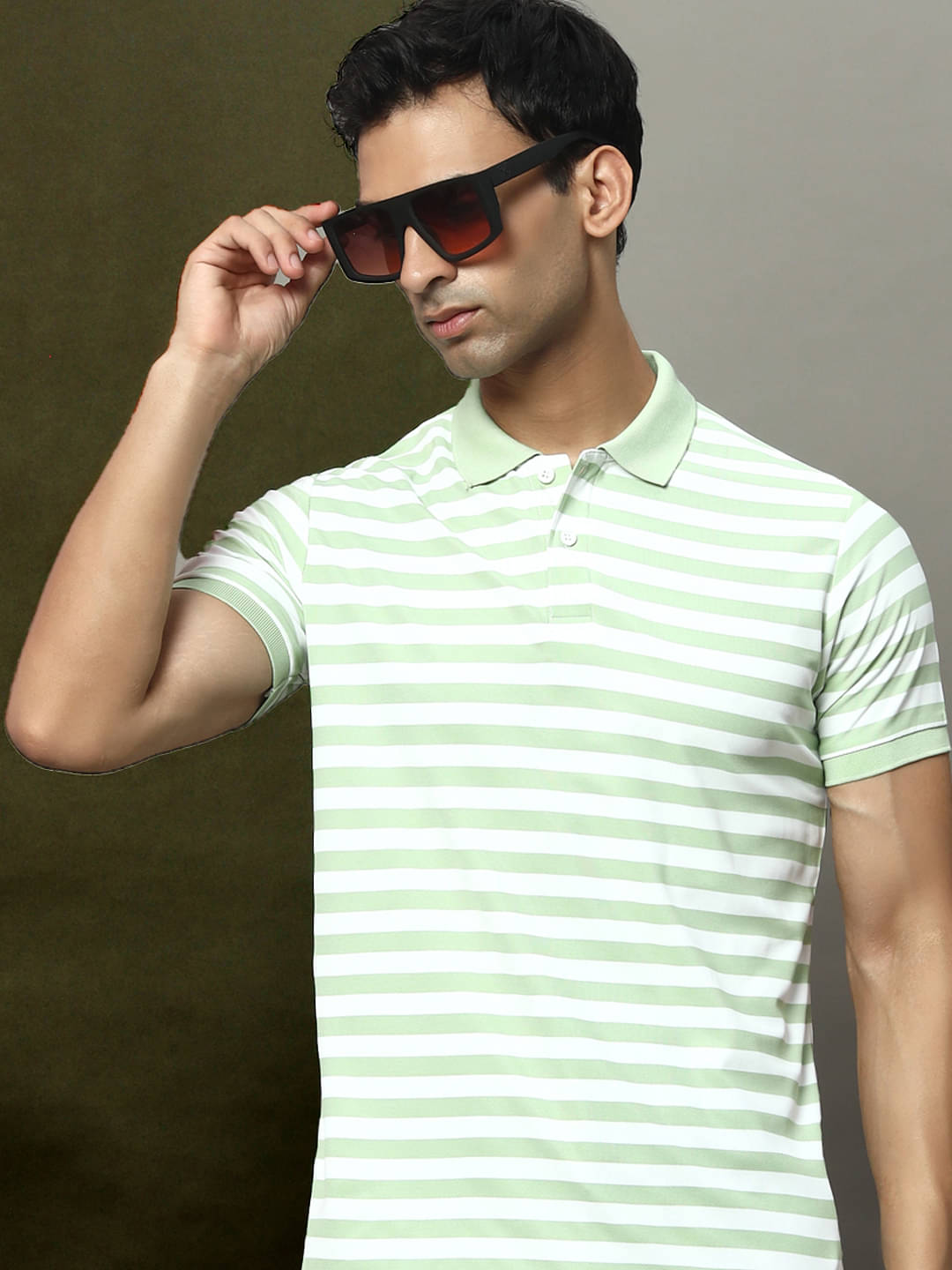 OGEN Pack of 1 Cotton Blend Regular Fit Striped Half Sleeves Men's Polo T Shirt ( Sea Green ) OGEN Pack of 1 Cotton Blend Regular Fit Striped Half Sleeves Men's Polo T Shirt ( Sea Green )