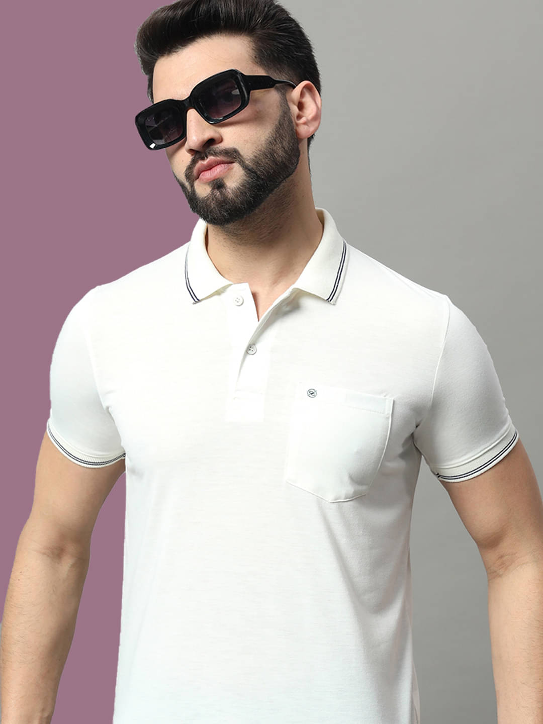     			OGEN Pack of 1 Cotton Blend Regular Fit Solid Half Sleeves Men's Polo T Shirt ( White )