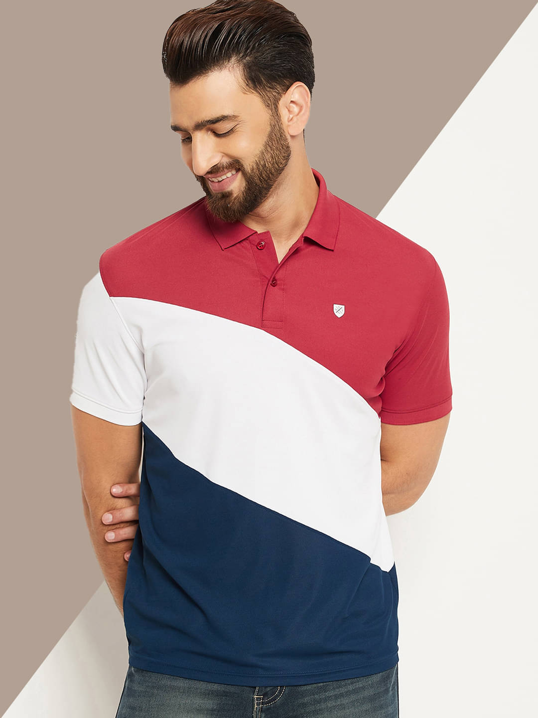 OGEN Pack of 1 Cotton Blend Regular Fit Colorblock Half Sleeves Men's Polo T Shirt ( Maroon )     			OGEN Pack of 1 Cotton Blend Regular Fit Colorblock Half Sleeves Men's Polo T Shirt ( Maroon )