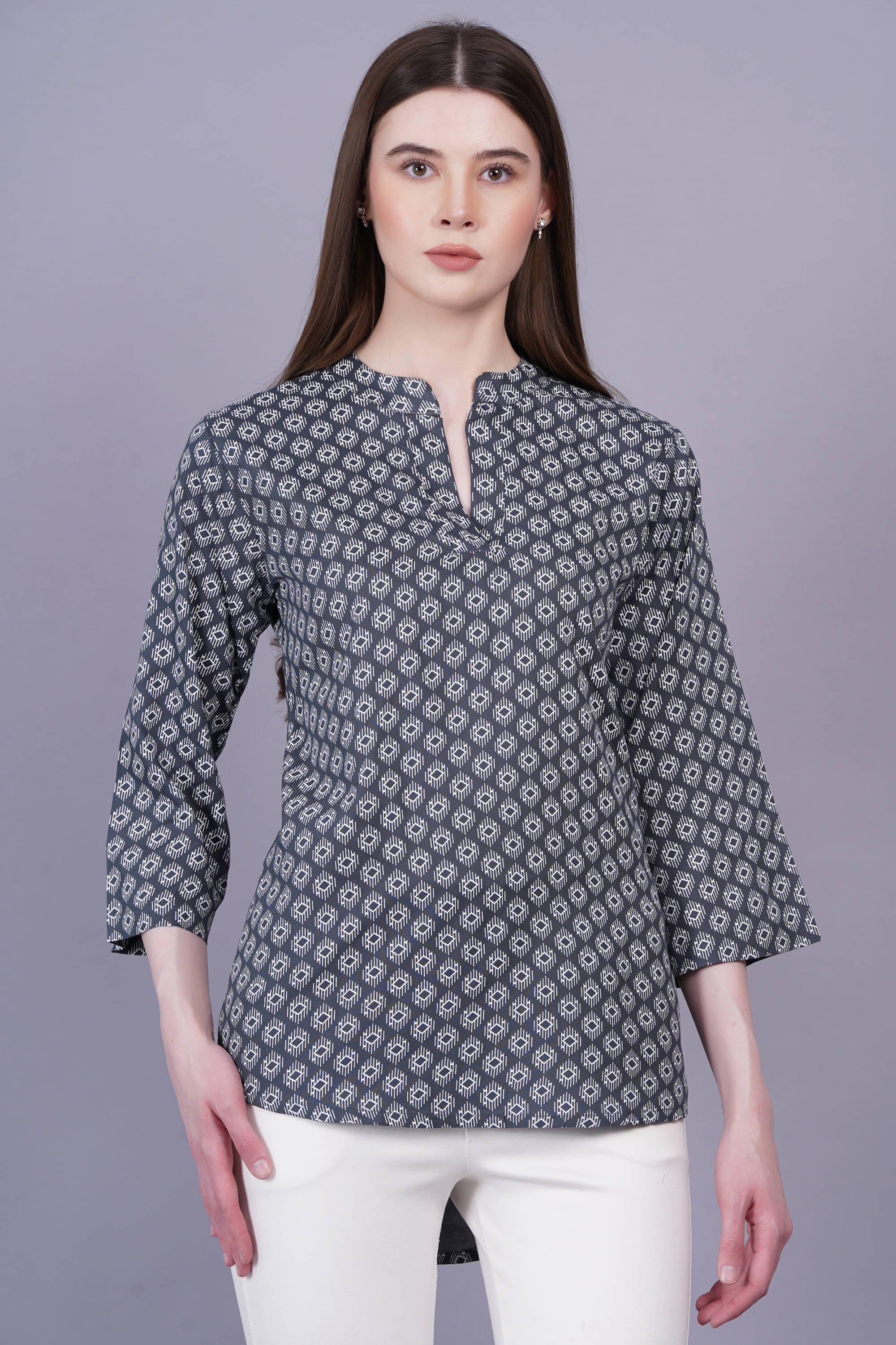 Oh Mi Dios Women's Viscose Rayon Regular Top ( Grey ) Oh Mi Dios Women's Viscose Rayon Regular Top ( Grey )