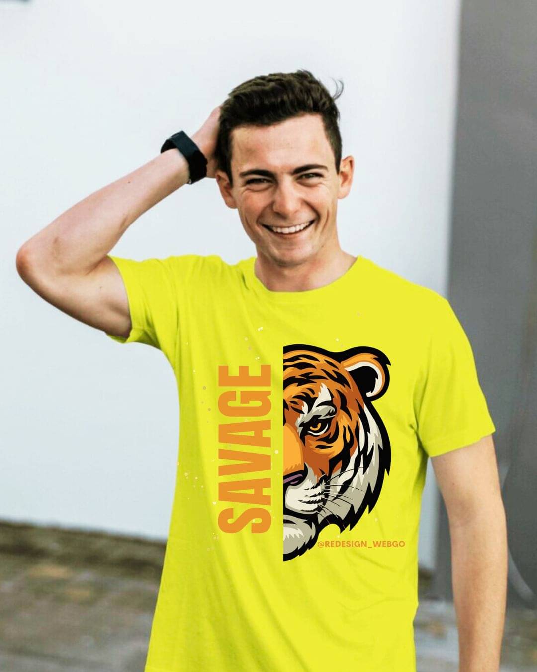     			REDESIGNWEBGO Polyester Regular Fit Printed Half Sleeves Men's Round T-Shirt - Yellow ( Pack of 1 )