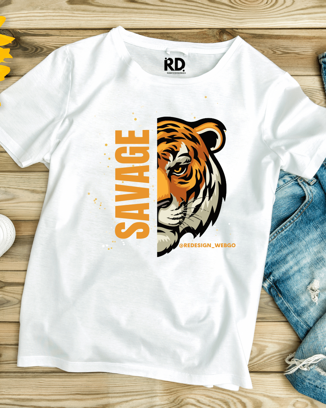     			REDESIGNWEBGO Polyester Regular Fit Printed Half Sleeves Men's Round T-Shirt - White ( Pack of 1 )