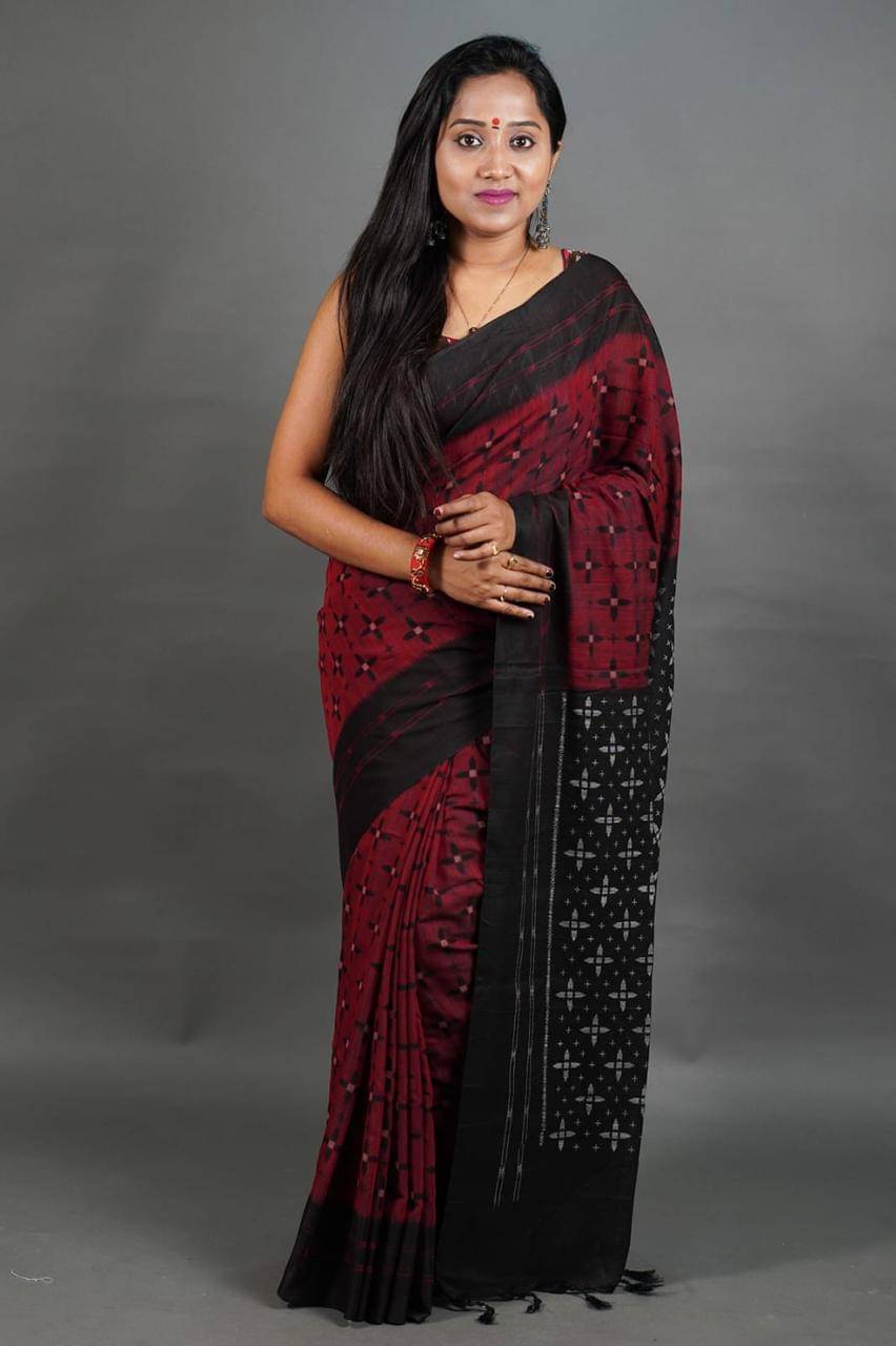 SARADA HANDLOOM Cotton Printed Saree With Unstitched Blouse Piece ( Wine ) SARADA HANDLOOM Cotton Printed Saree With Unstitched Blouse Piece ( Wine )