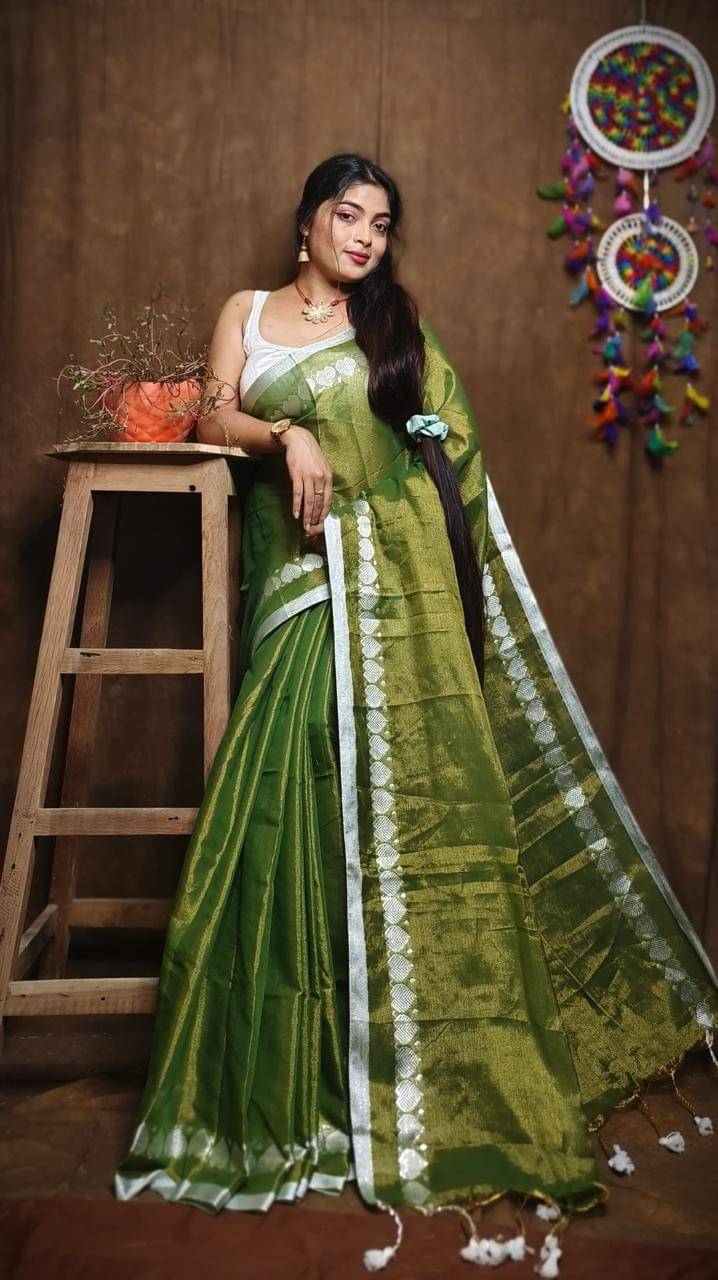 SARADA HANDLOOM Cotton Printed Saree With Unstitched Blouse Piece ( Green )     			SARADA HANDLOOM Cotton Printed Saree With Unstitched Blouse Piece ( Green )