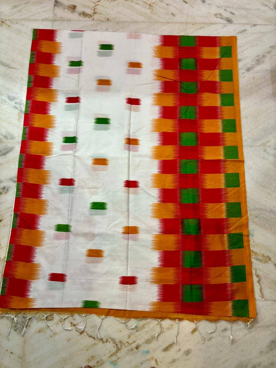     			SARADA HANDLOOM Cotton Printed Saree With Unstitched Blouse Piece ( Orange )