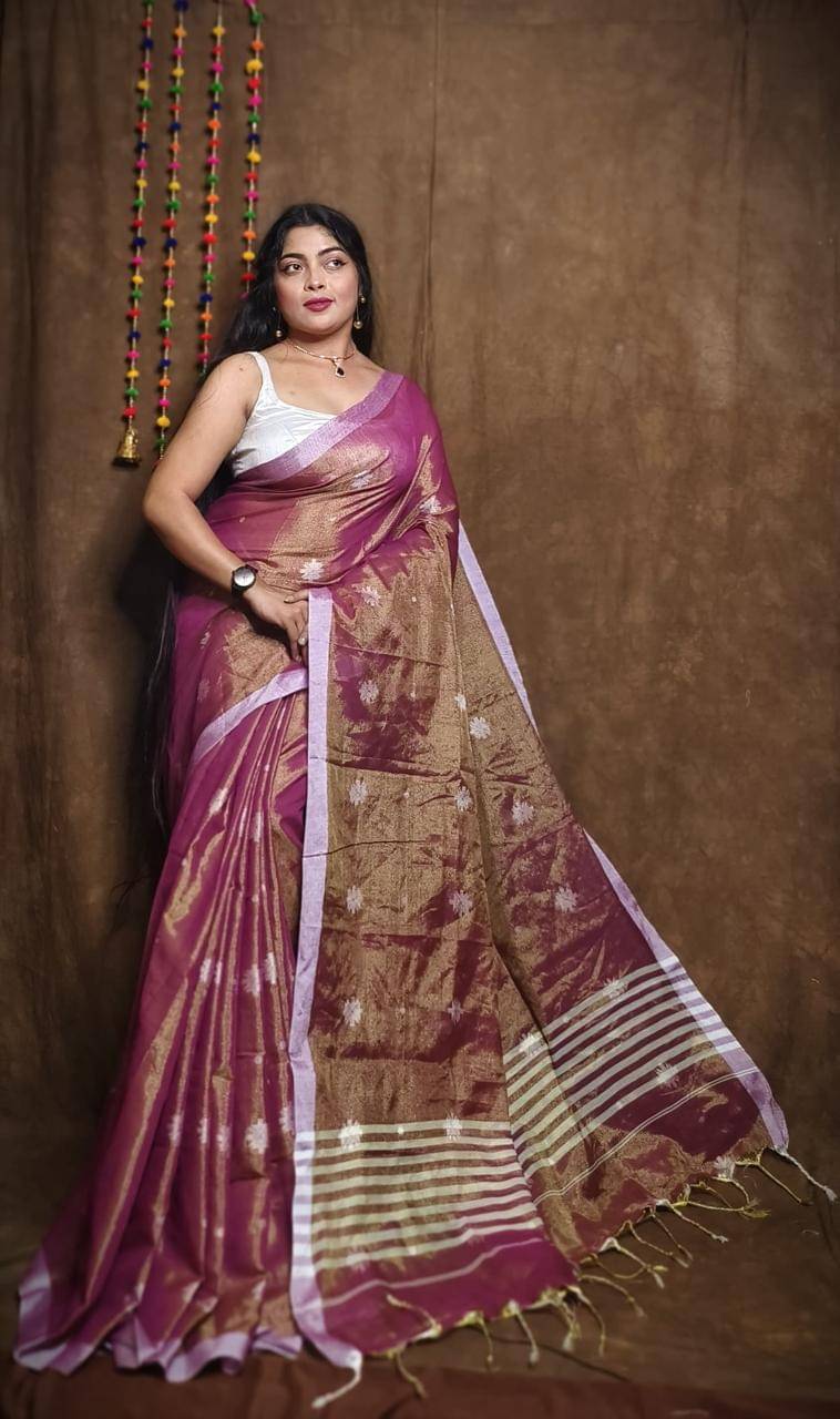 SARADA HANDLOOM Cotton Printed Saree With Unstitched Blouse Piece ( Rani ) SARADA HANDLOOM Cotton Printed Saree With Unstitched Blouse Piece ( Rani )