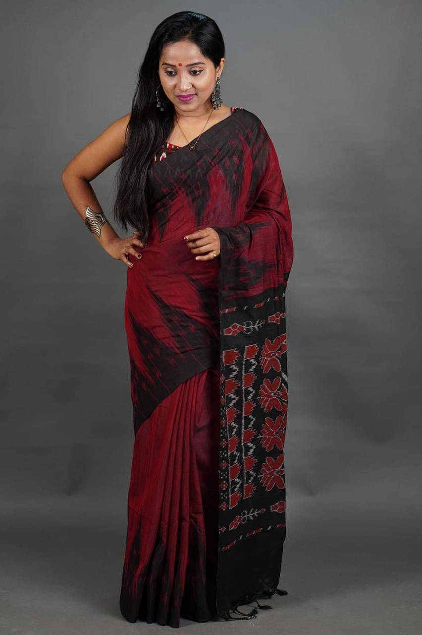     			SARADA HANDLOOM Cotton Printed Saree With Unstitched Blouse Piece ( Red )