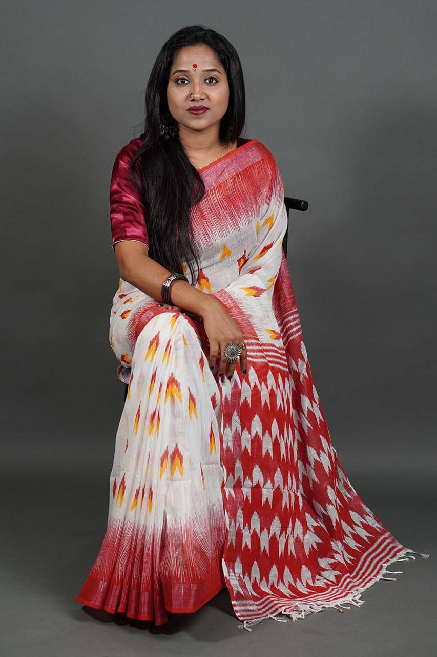     			SARADA HANDLOOM Cotton Printed Saree With Unstitched Blouse Piece ( Red )
